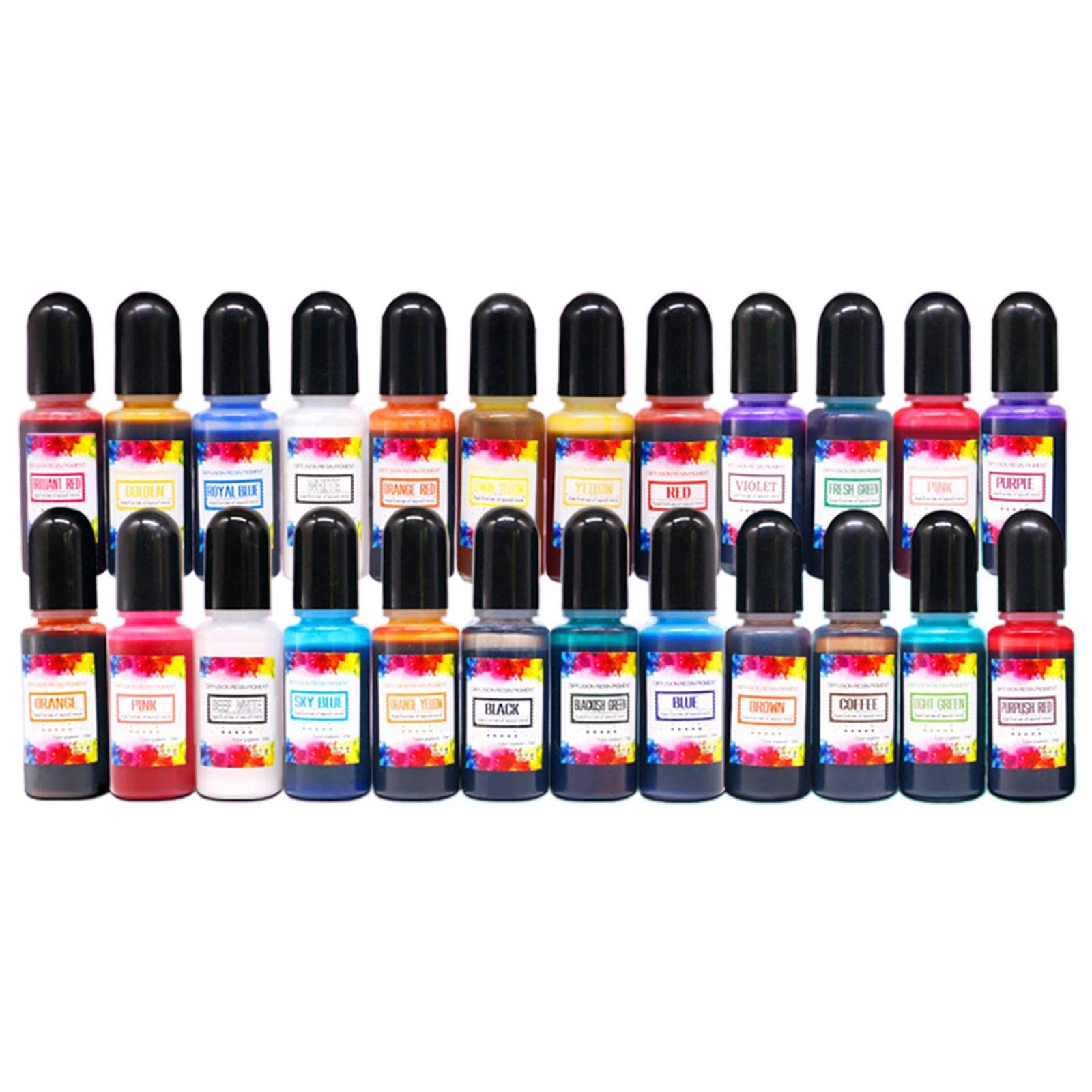 Juego de 3 24 tintas vibrantes de resina epoxi, pigmento de 10 ml, para hacer vasos y álbumes de recortes