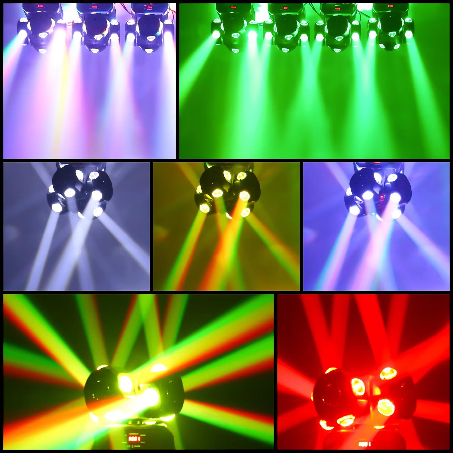 Ruchoma Głowica DJ-ska, 4 Obrotowe Głowice 16x10W RGBW/LED, Oświetlenie Sceniczne, Płynne Ściemnianie 0%-99,9%, Aktywacja Dźwiękiem I Sterowanie DMX 512 Na Imprezy, Dyskoteki Wesela