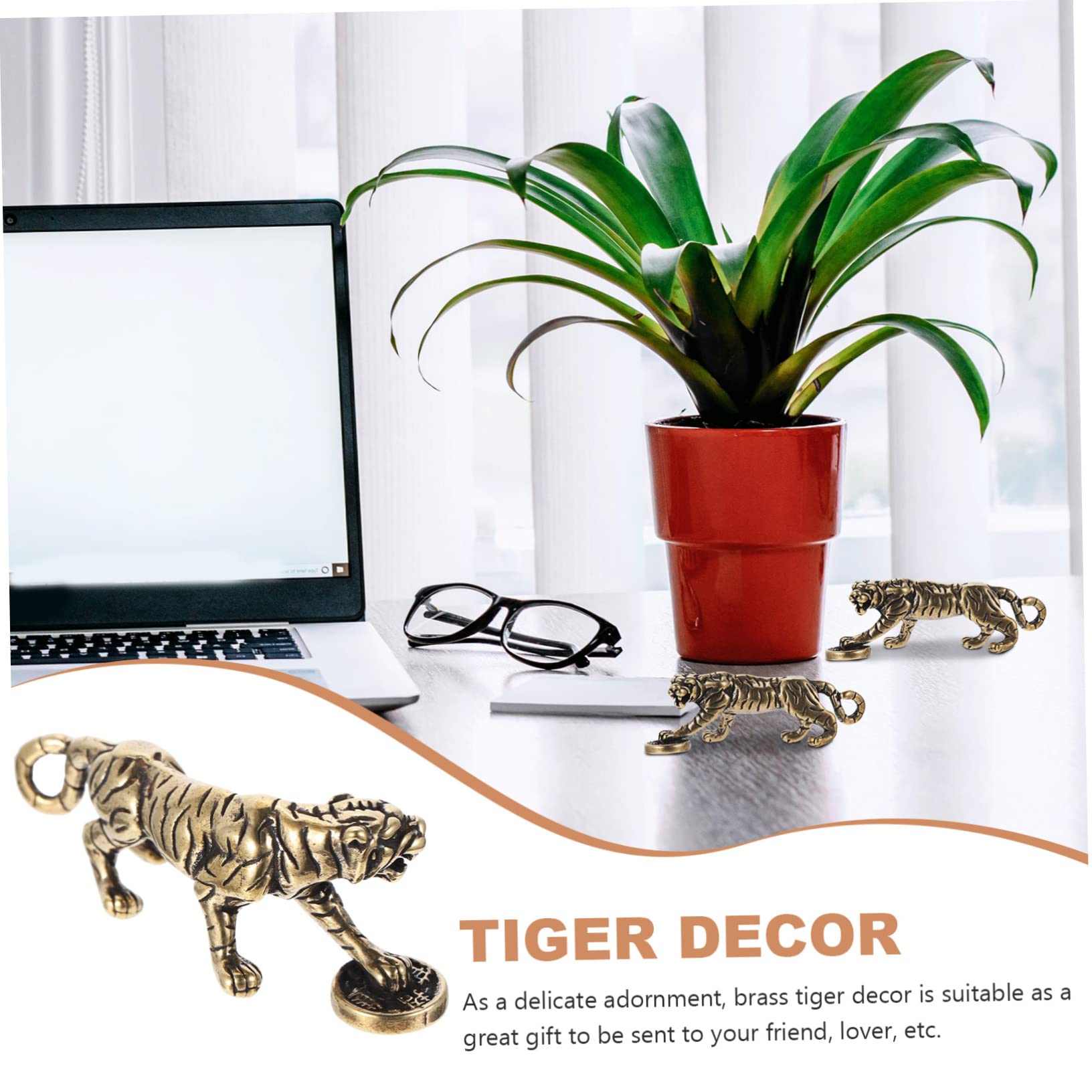 Amazon.co.jp: COHEALI 3個真鍮製虎の置物 レトロ動物モデル 精巧な虎