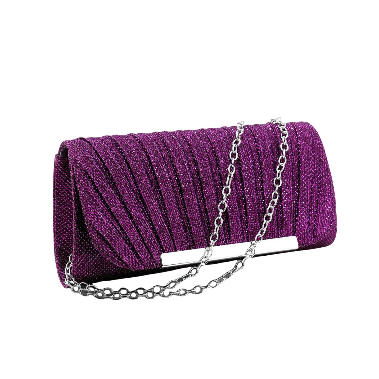 Sac de soirée pour femmes à paillettes et sac à main enveloppe froncé pour fête et mariage