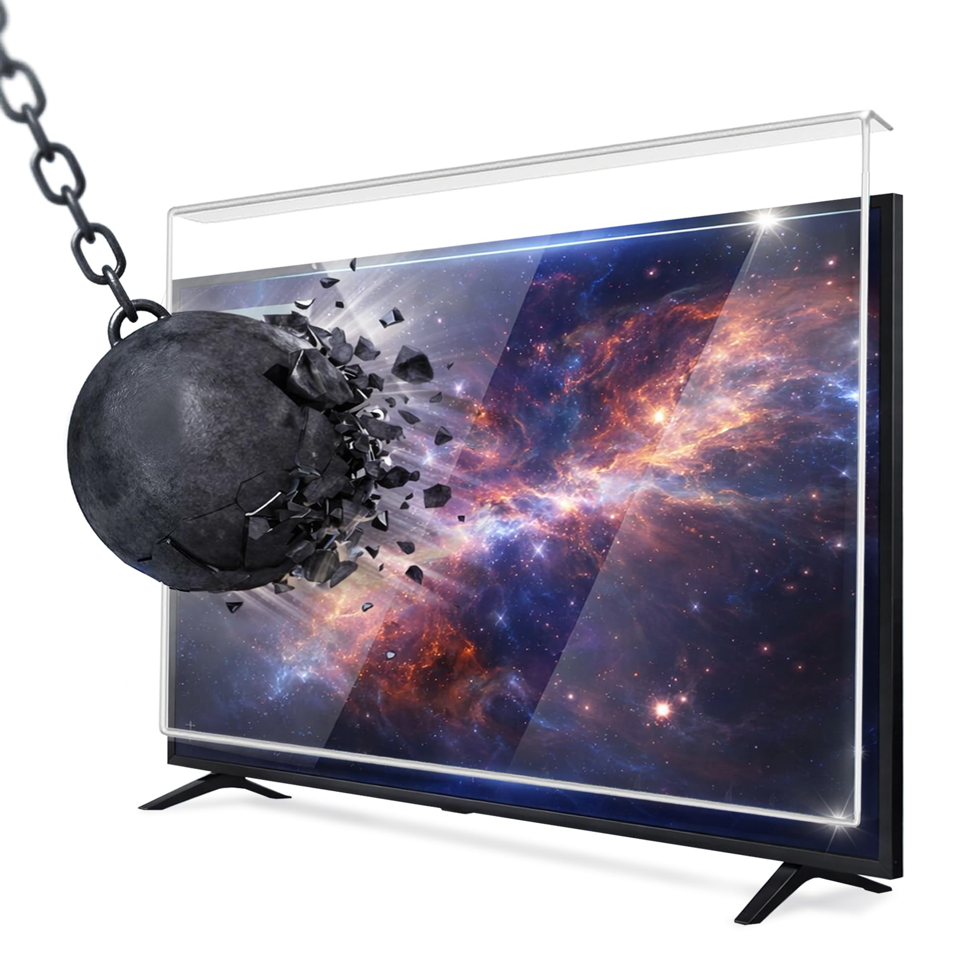 Protection d'écran pour téléviseurs 190 pouces (75 pouces) - Fixation et suspension - Anti-rayures - Compatible LCD, LED, OLED 4K, QLED