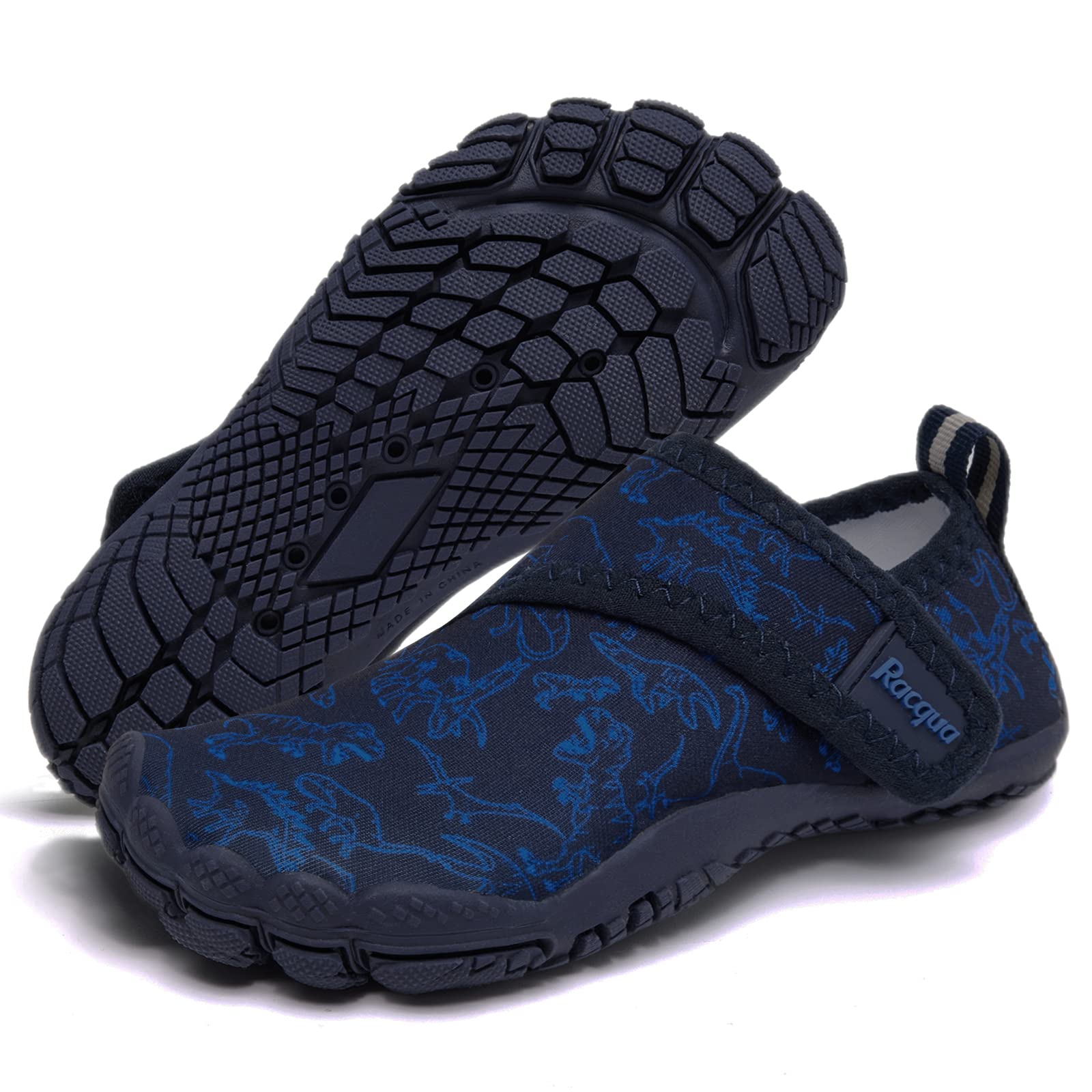 Racqua Toddler Boys Slip-On Quick Dry Kids Water Shoes Non-Slip Swim Beach Sport Shoes Outdoor Water Park Aqua Shoes Cute Little Kid Blue Dinosaur 11
