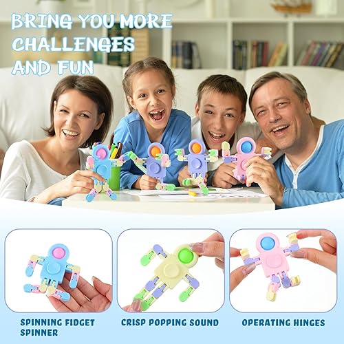 Miniatura 3 de Shappy 72 piezas Fidget Sensory Spinner Juguetes Transformables Cadena Robot Juguete Sensorial para Ansiedad, Alivio del Estrés TDAH Autismo Piñata