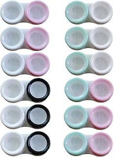 Smanzu 12 Pack Contact Lens case Bulk Colorful Contact Lens Soak Storage Box Holder Container