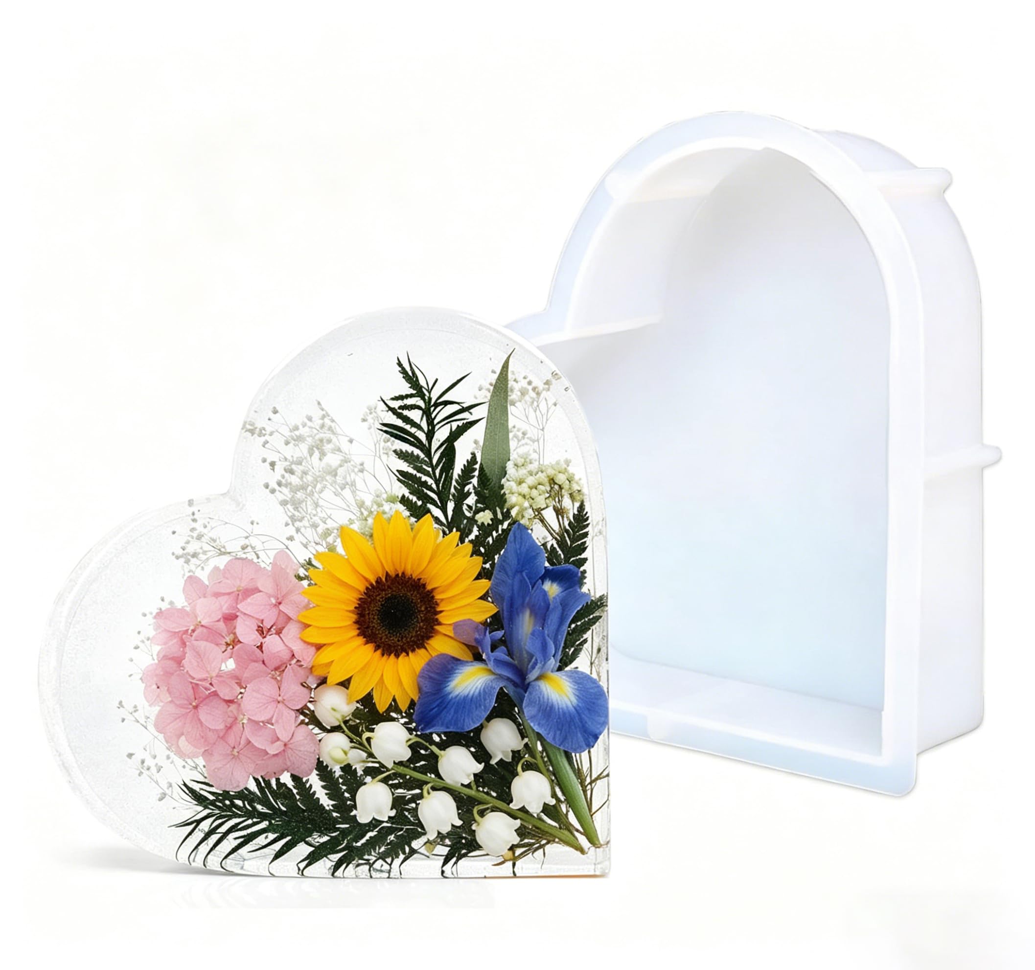 Silicone Mold Hexagon, Oversize Heart Resin Moulds, Preserve Flowers Kit Resin Mold, DIY Handmade Crafts Flowers Preservation Souvenir Wedding Anniversary (Heart)