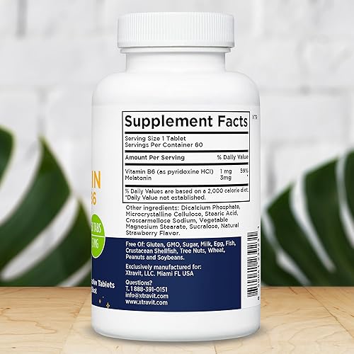 Miniatura 2 de Melatonina - Suplementos naturales para ayudar al sueño profundo y la calma - Vegano, sin OMG, sin gluten y azúcar, 20 mg, 60 cápsulas (3 mg)