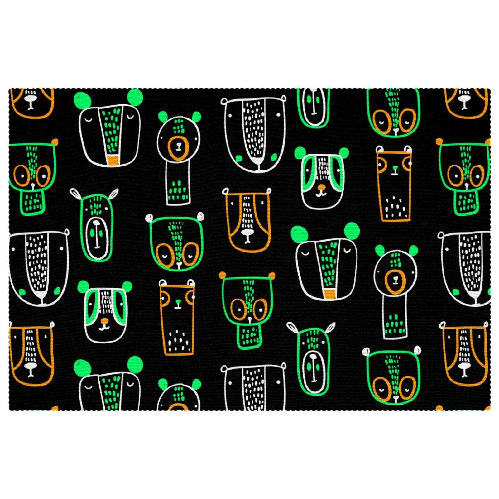 Set de table lot de 6 motif abstrait ours hiboux 30x45 cm antidérapant