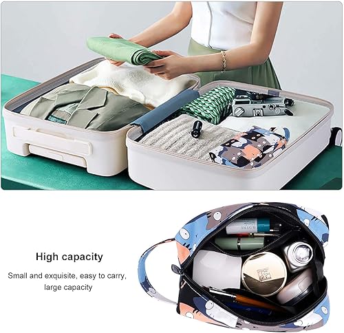 Miniatura 2 de HUA ANGEL Bolsa de cosméticos de viaje, bolsa de maquillaje floral, pequeña bolsa organizadora portátil de maquillaje con cremallera para mujer,