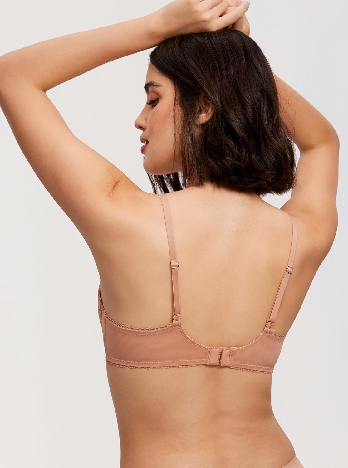 DOBREVA Women's Sexy Lace Push Up Plus Size Bra Sheer Balconette Underwire Unlined - Image 3