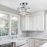 BESTIER Modern Chrome Crystal Semi Flushmount Chandelier Lighting LED Ceiling Light Fixture Lamp for Dining Room Bathroom Bedroom Livingroom - 7