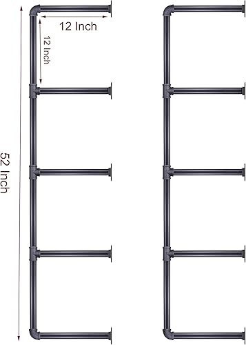Miniatura 10 de MUZIK Estante industrial de tubo de hierro para montaje en pared, estantería abierta de granja, estantes flotantes de cocinabaño, estantes de