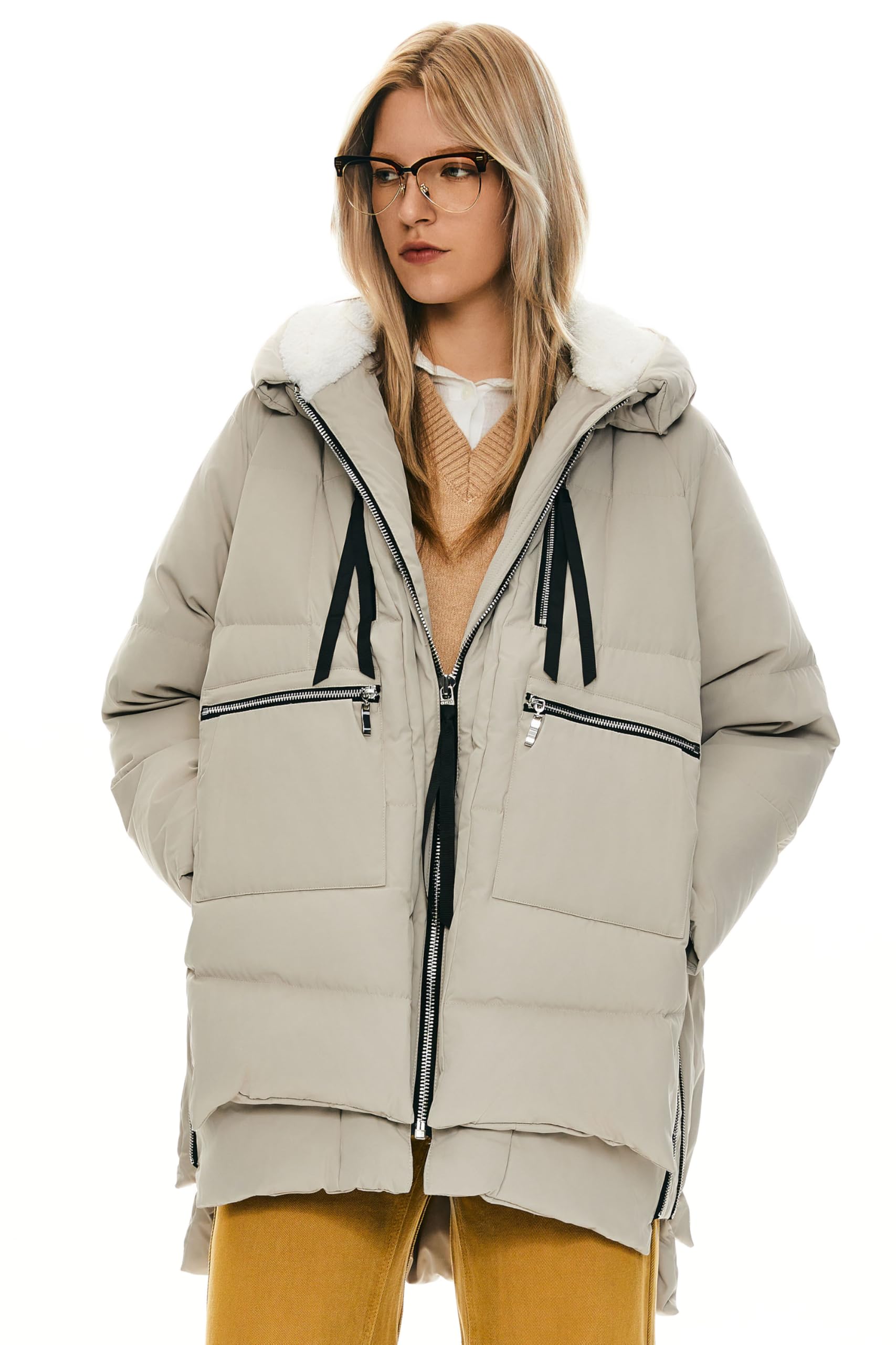 OROLAY Donna Piumino Ispessito Giacca Beige XS