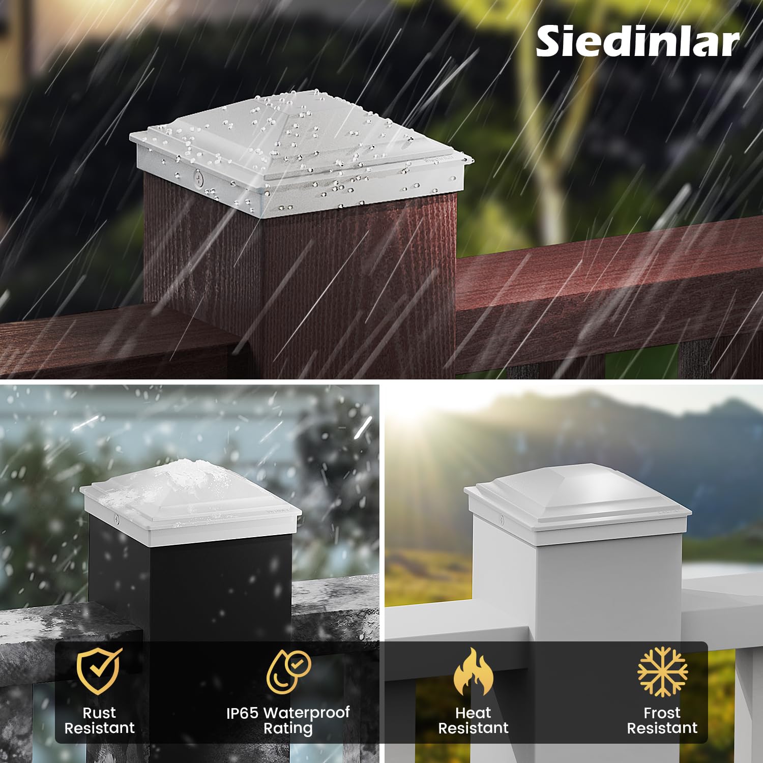 Snapklik.com : 4x4 Post Caps White 24 Pack, Deck Post Covers Outdoor ...