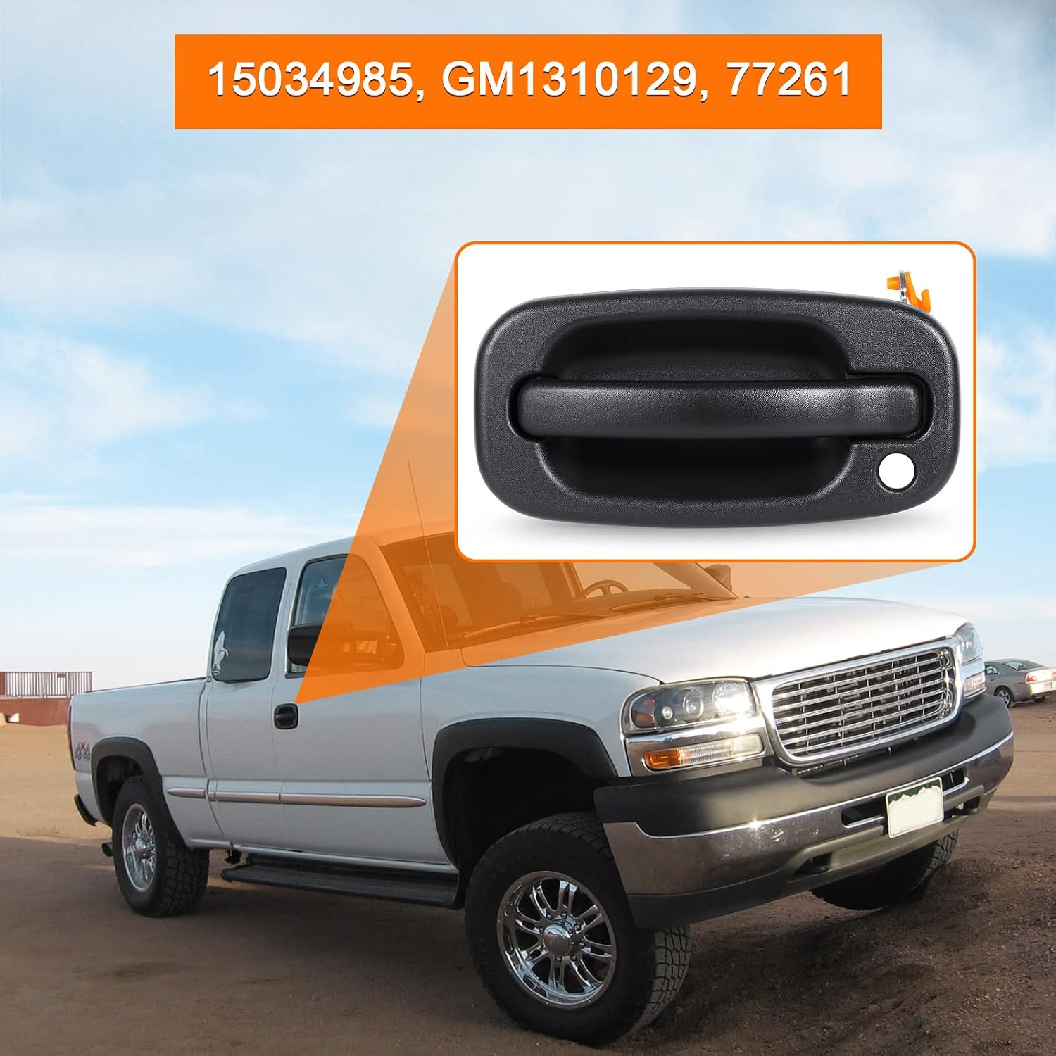 FAERSI Exterior Outside Door Handle Front Left Driver Side for 1999-2007 Silverado, Tahoe, Suburban, Avalanche, GMC Sierra, Yukon Denali, Cadillac Escalade 77261 15034985