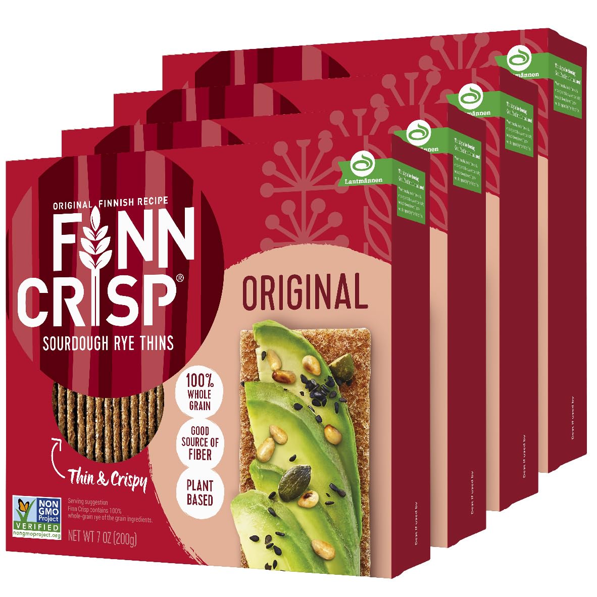 Finn Crisps Original Rye Crispbread 7oz, 18 Pack Bulk Order | Thin, Crispy Rye Flatbread Crackers | Multipack of Authentic Finish Sourdough Crispbread | Whole Grain Rye Crackers [18 Boxes x 7oz]