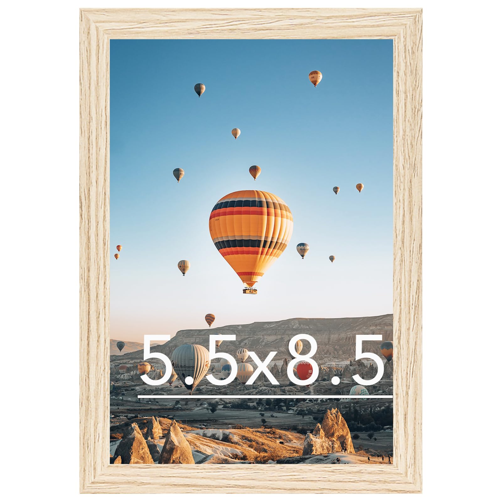 JCJMY 5.5x8.5 Picture Frame for Wall Hanging or Tabletop, Wall Mounting Horizontally or Vertically, 5.5 x 8.5 Wall Gallery Poster Photo Frame with Shatter Resistant Plexiglass, Natural