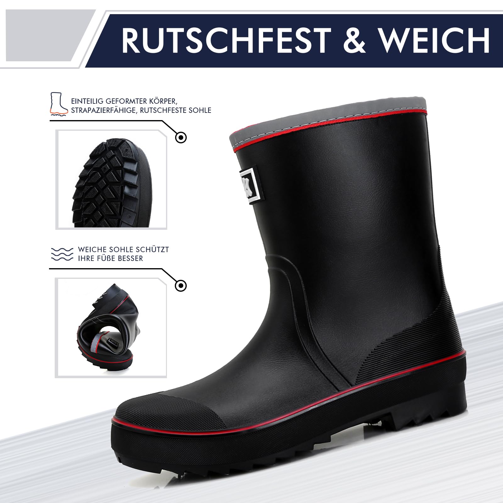 Bottes Caoutchouc Homme, Original Antidérapant étanche Confortables Légères Adulte Bottes de Pluie