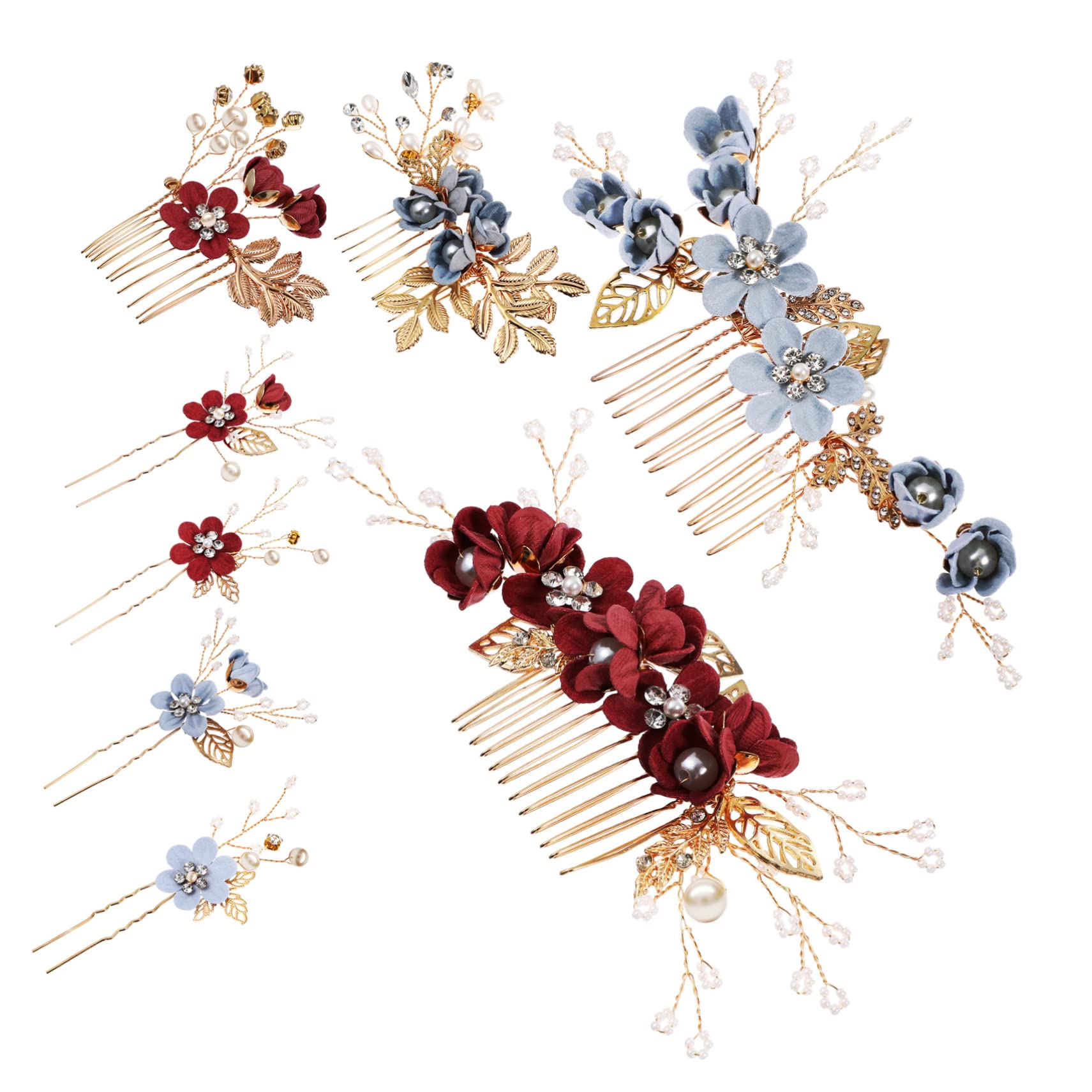 PACKOVE 2set Fermaglio Capelli Donna Elegante Perle e Foglie Floreali Pettini Fatti Mano Strass Accessori Delicati per Capelli da Sposa e Damigella d Onore