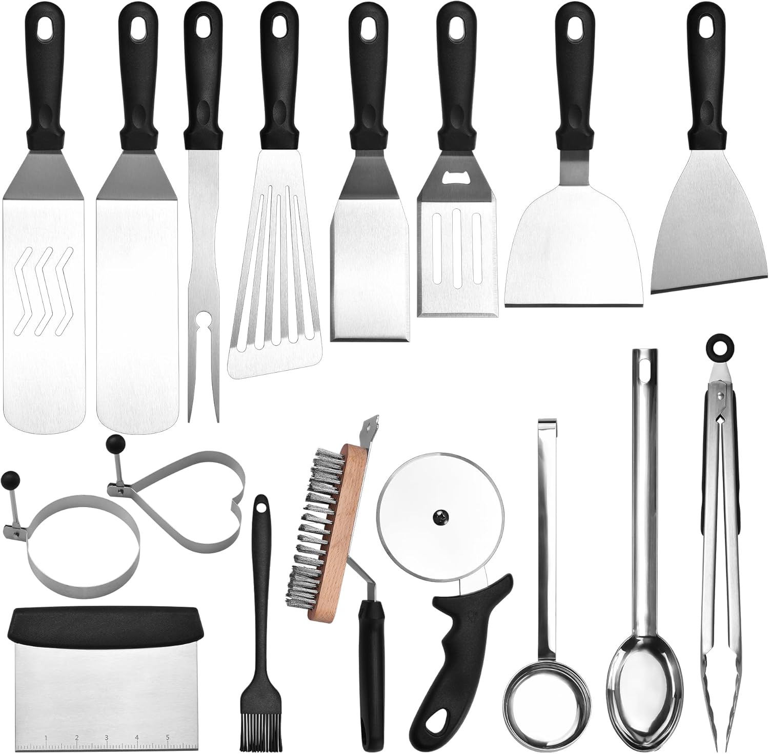 Professional BBQ Grill Tool Set, 17-Piece Stainless Steel Spatulas and Accessories Kit
