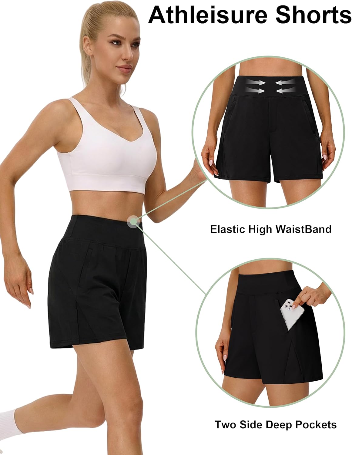 BMJL Womens Workout Shorts Gym Bermuda Golf Athletic Work High Waisted Casual Hiking Running Shorts with Pocket - Image 4