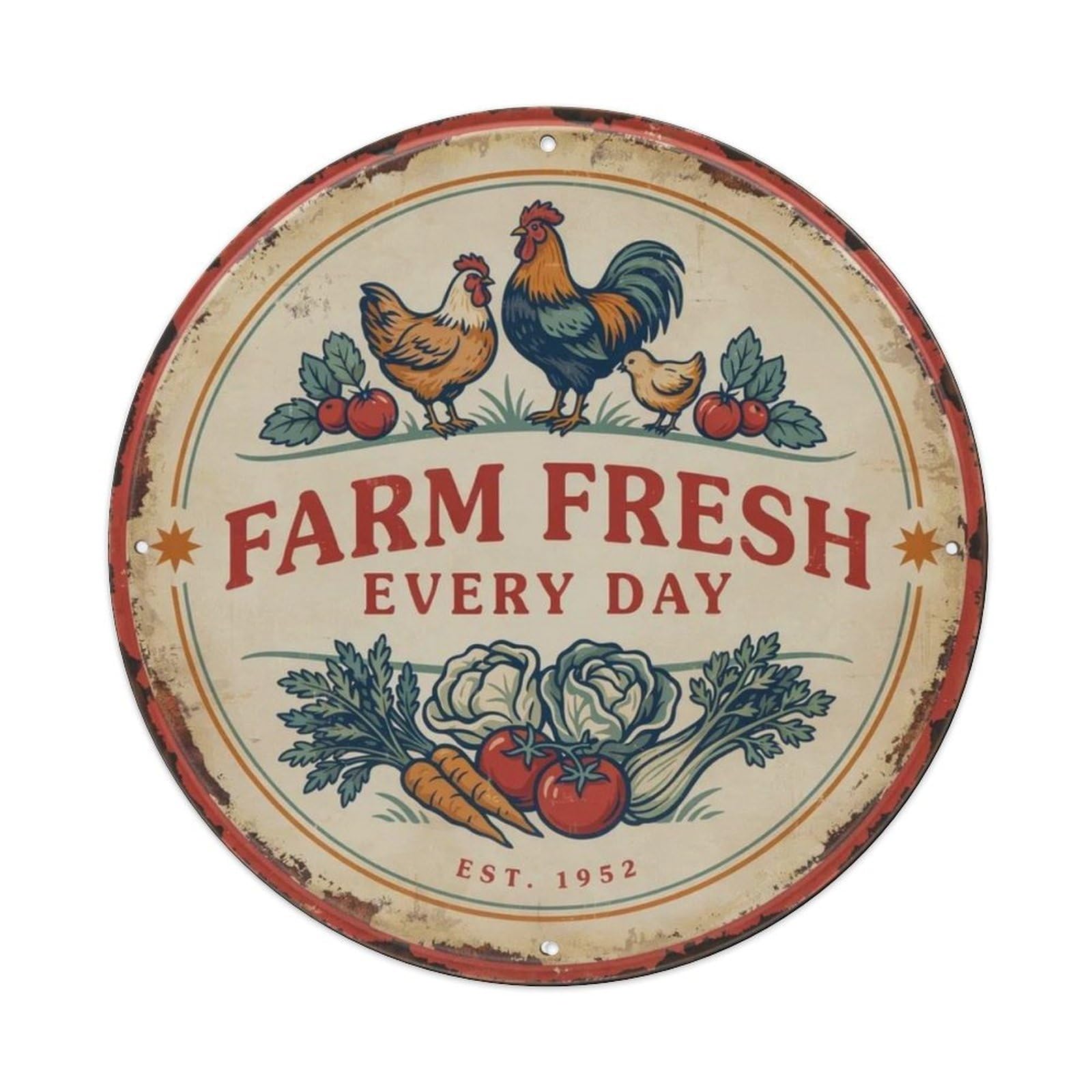 FARM FRESH EVERY DAY Metal Tin Sign Plaque