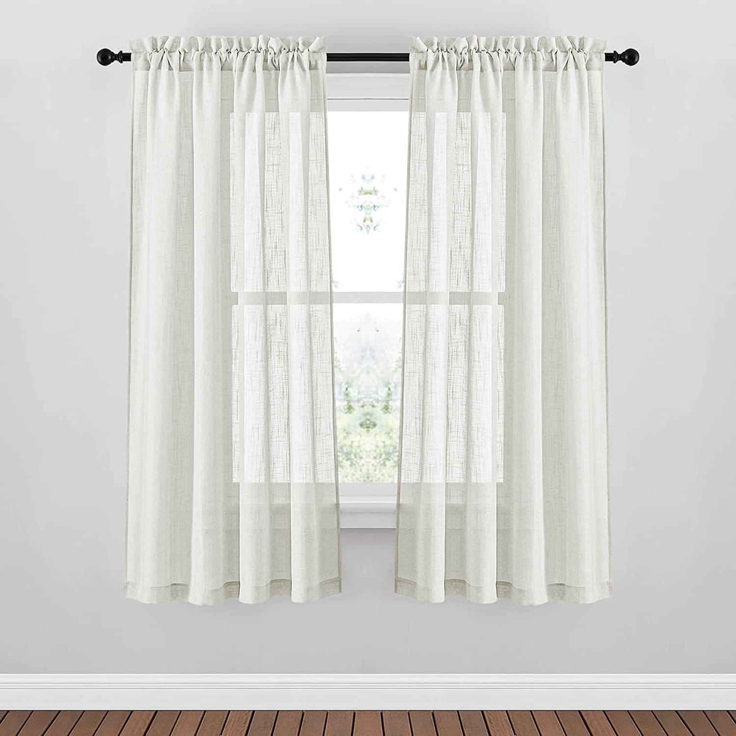 Paire De Rideaux À Bulles Effet Lin Uni, Semi-Rétrécissable, Avec Passant, (Tortora, 60X150 Cm