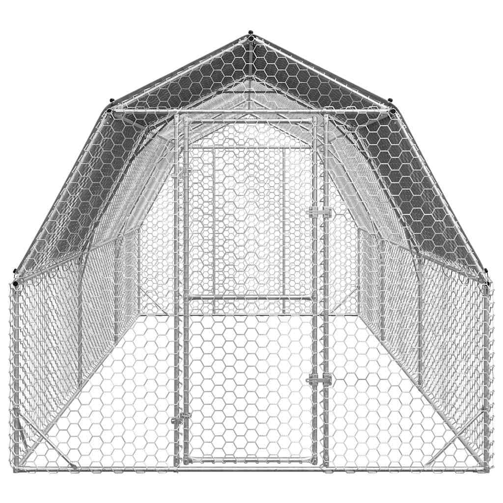 Gallinero con techo, 15 m², cercado de acero galvanizado, 2,5 x 6 x 2,25 m, gran recinto exterior para aves de corral, patos, gansos y animales pequeños