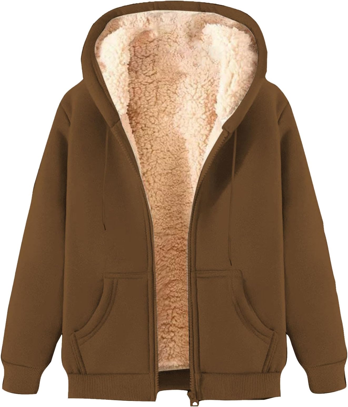 Mens Zip Up Hoodie Warm Fuzzy Fleece Lined Hooded Fall Winter Coat Casual Cozy Fleece Jacket with Pockets