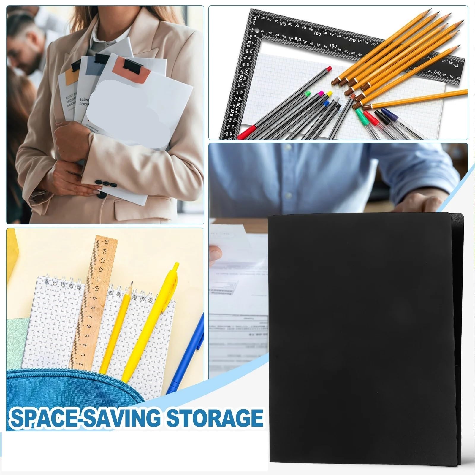4PCS Black Presentation Book Für Mappe/Portfolio | 20 Pockets Portfolio Binder Sheet Music Document Organizer File Storage Folder Sheet