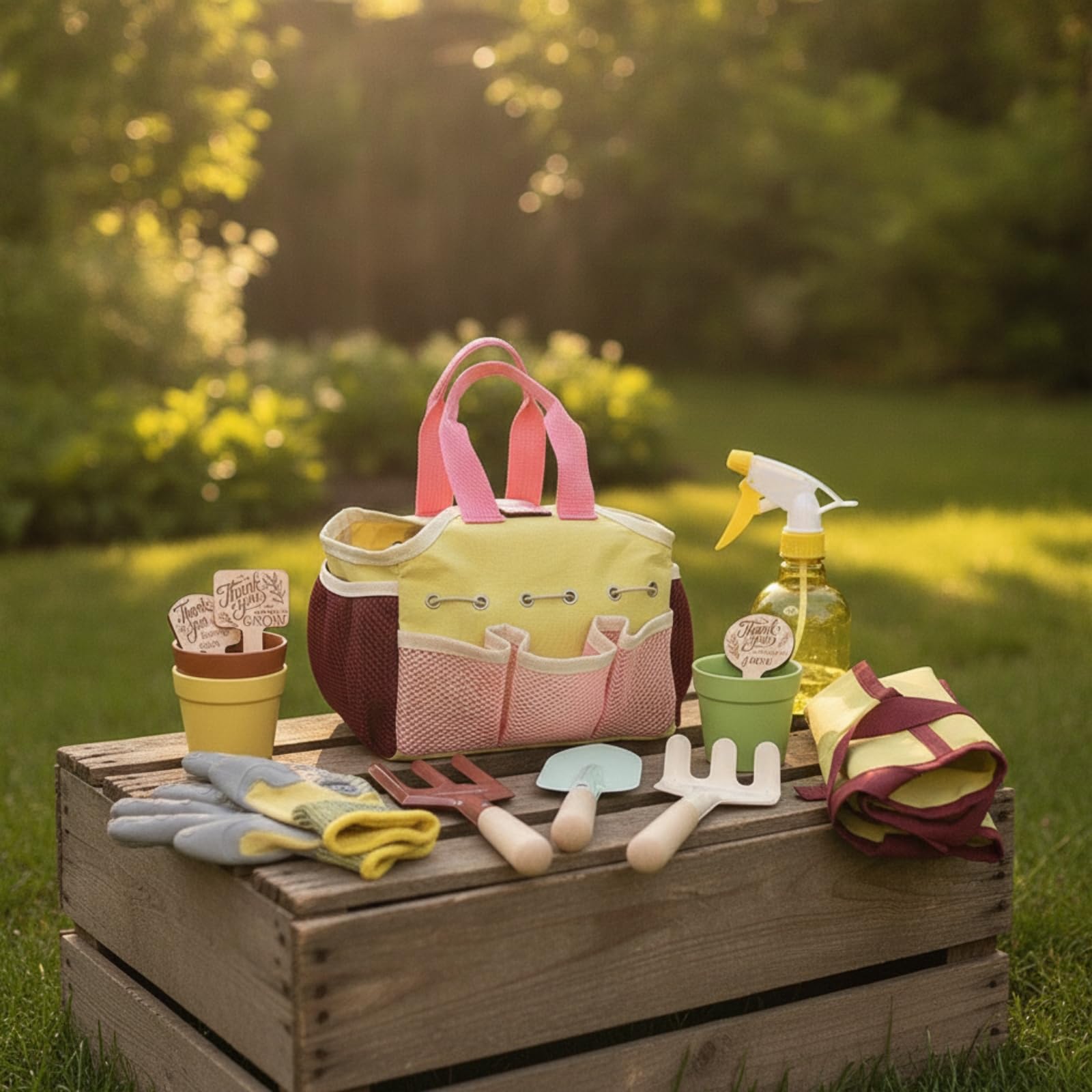 Kit di attività di Giardinaggio per Bambini con Borsa Portaoggetti Educativo Kit Attrezzi Giardino Bambini Sicuro per Casa