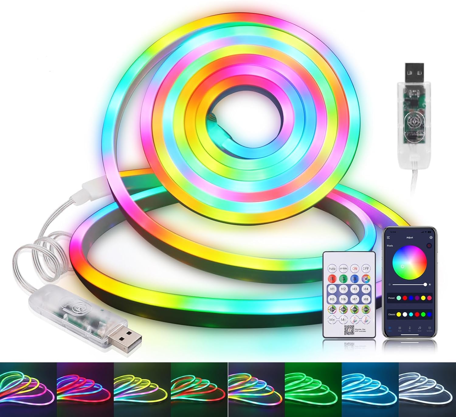 KISUFU WS2812B LED Strip Light, USB 5V RGB Neon LED Strip Light
