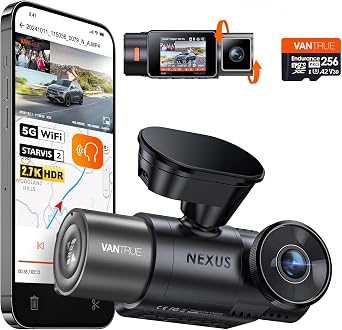 Bundle Vantrue N2X Front and Inside Dash Cam + 256GB SD Card Dual Dashcam, Infrared Cabin Camera, STARVIS 2, GPS, 24Hrs Parking Mode, WiFi Dash Cam