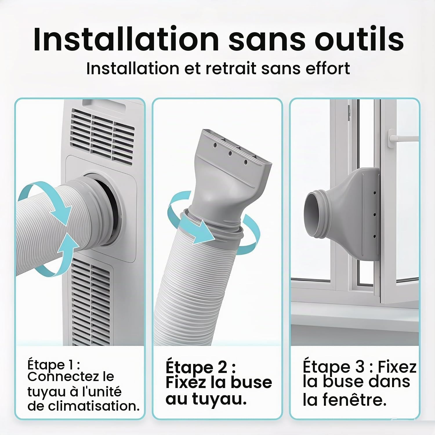 Adaptateur plat pour tuyau d’évacuation de climatiseur fenêtre, 130/150 mm,Adaptateur Plat pour Tuyau Climatiseur Mobile,Raccord pour climatiseur mobile, Extraction,sèche-linge et climatisation auto