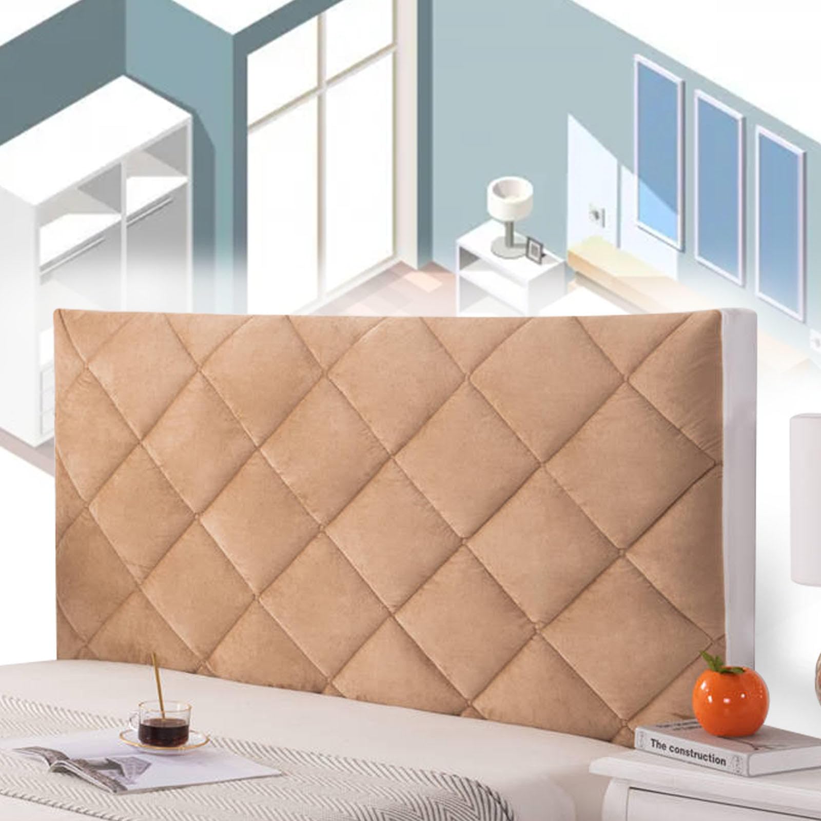 Copritestiera Letto Copertura/Copri Testata Letto Matrimoniale/Singolo Imbottito Schienale Cuscino Spalliera Per Letto Divano Velluto Imbottito Anticollisione Protezione Fodera ,champagne-150cm