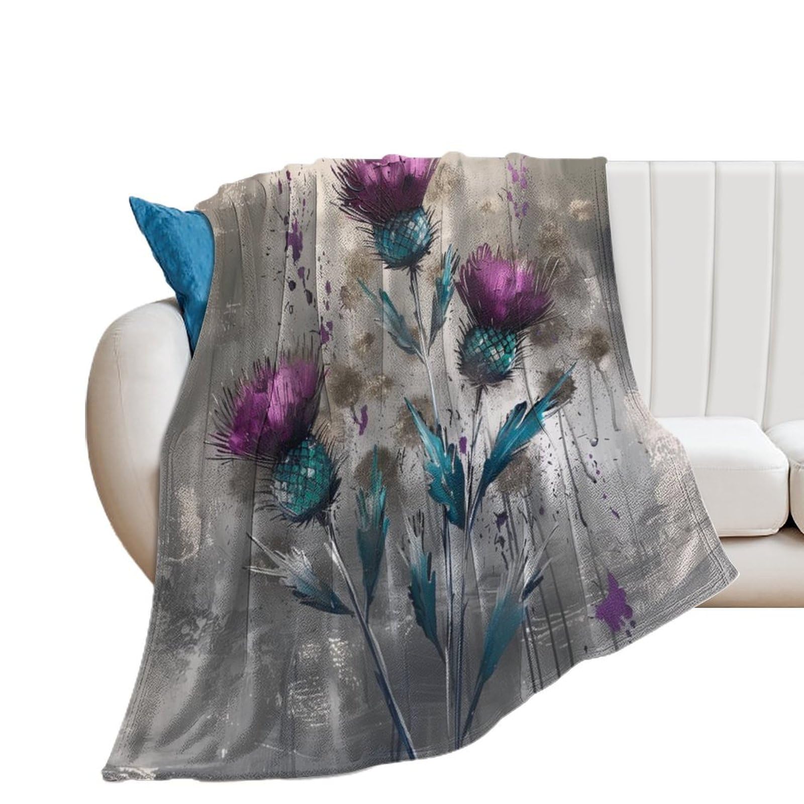 Scottish Thistle Throw Blankets Blanket Bed Blanket Couch Decorative Throw Blankets Soft Cozy Warm Living Room Bedroom