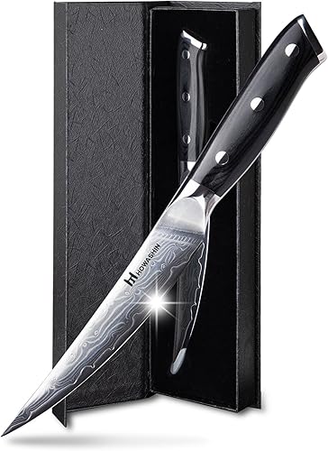 Miniatura 7 de Cuchillo de chef de 5 pulgadas y juego de cuchillos de cocina profesional, acero inoxidable alemán de alto carbono, afilado de afeitar, mango