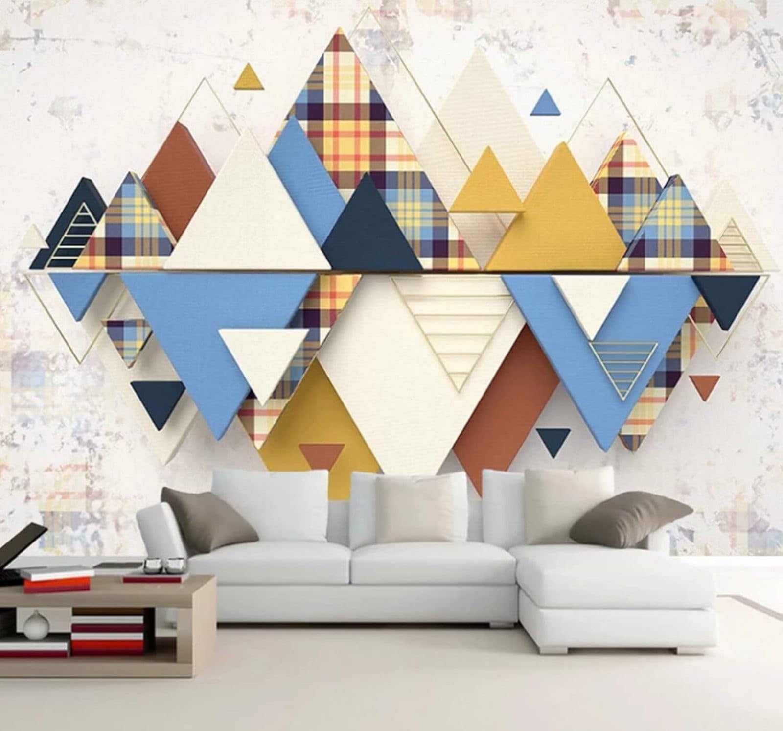 Wallpaper-3D-Xlm 400Cm×280Cm(B×H) Abstract Three Dimensional Colourful Geometric Unique 3D Wallpaper Easy Install Feature Office Living Room Sofa Bedroom Tv Background Wall Decoration-400Cm×280Cm