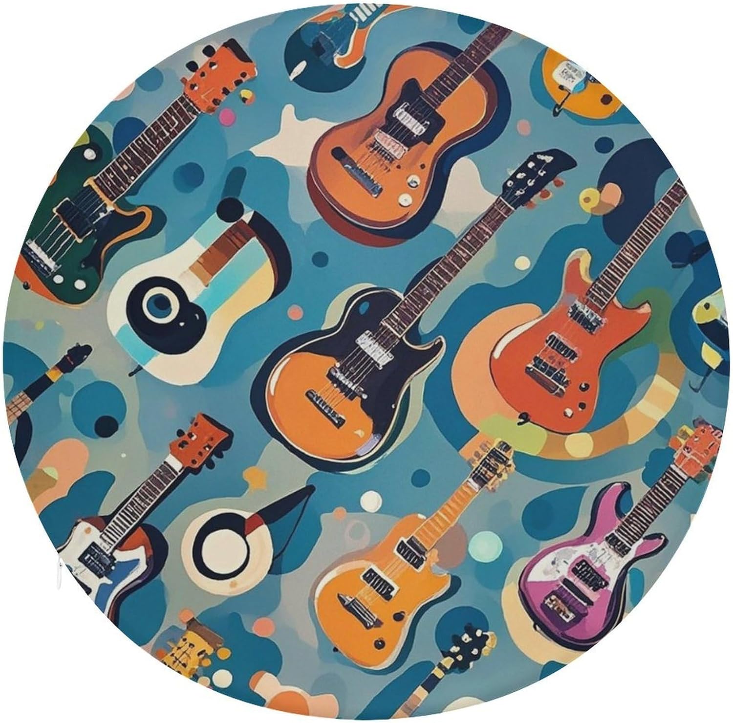 Rock Music Pattern Stool Cushion Memory Foam Breathable Round Stool Cushion Detachable Meditation Pet Chair Pad for Patio Garden Kitchen Outdoor Furniture