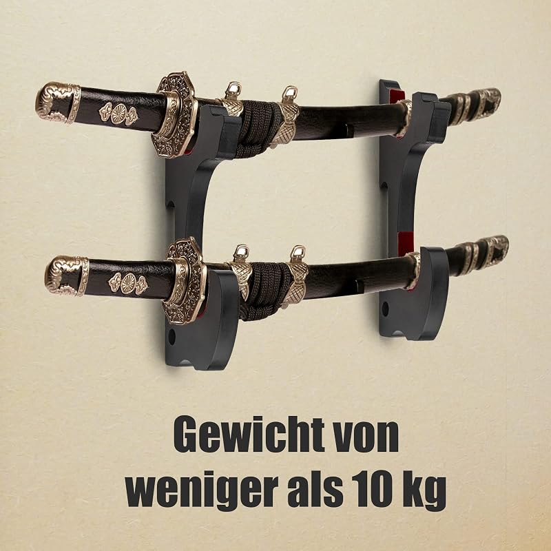 Ekkhysis Fali Kardtartó - Katana, Szamuráj Kard, Cosplay Fegyver Állvány - Fekete Préselt Fa, Forgó Konzol, Bársony Védelem, 9 kg Teherbírás