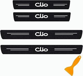 4 Pièces Protecteur De Seuil De Porte De Voiture en Fibre De Carbone pour Renault Clio 2 3 4 5 Sport RS Line 2021-1998 Bandes De Pédale Anti-Rayures Plaques De Protection Accessoires (Blanc)