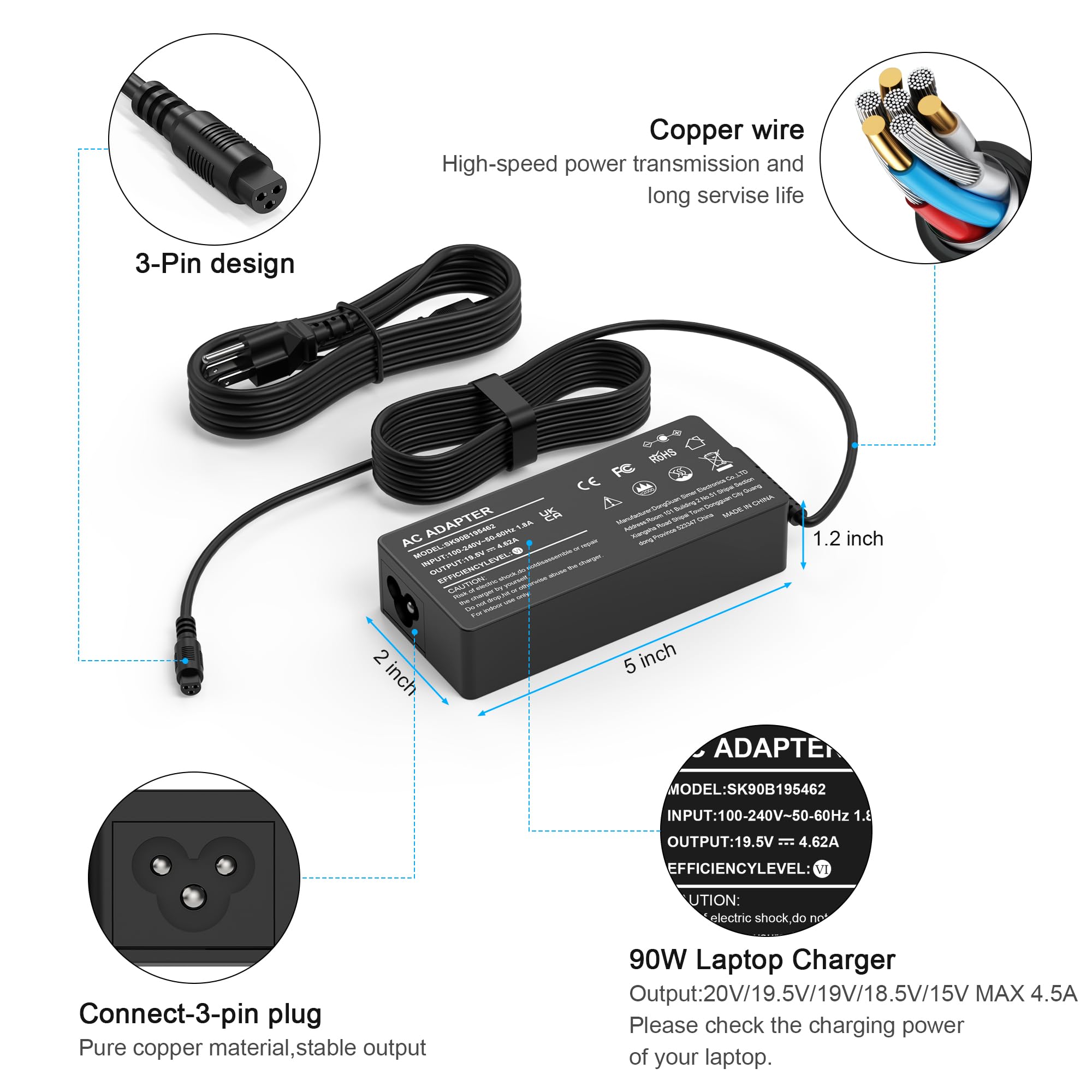 Universal AC Adapter 90W Laptop Charger Compatible with Lenovo HP Dell ASUS Acer Samsung Gateway Notebook Ultrabook Chromebook Pavilion EliteBook Inspiron Latitude ThinkPad and More with 16 Tips?