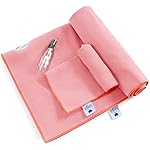 IUGA Yoga Towel for Hot Yoga Non Slip Extra Thick Yoga Mat Towel + Hand Towel 2in1 Set with Corner Pockets Super Absorbent and Quick Dry Hot Yoga Towel