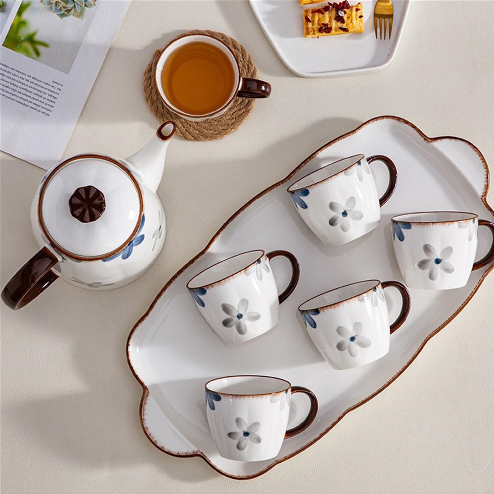 Bere Set di tazze da caffè in ceramica con bollitore freddo 8 pezzi