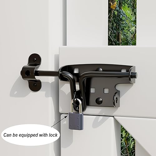 Miniatura 3 de Pestillo de puerta de perno deslizante, cerradura de puerta de valla de madera con orificio para candado, hardware resistente para valla de madera,