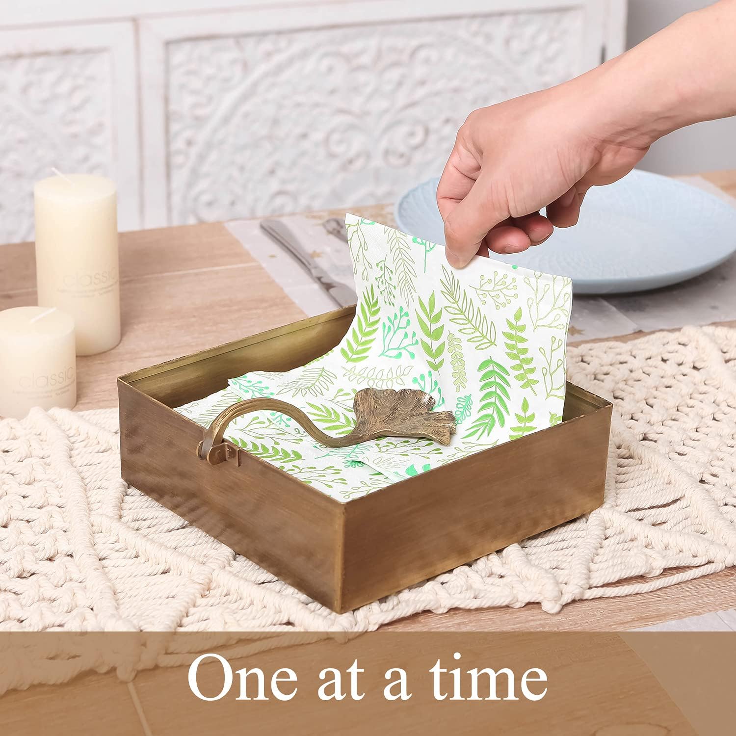 NIKKY HOME Farmhouse Napkin Holder, Rustic Tissue Dispenser, Flat Paper Hand Towel Caddy, Vintage Cooktail Napkin Tray Decor for Kitchen, Countertop, Dining Table, Restaurant, Outdoor - Bronze