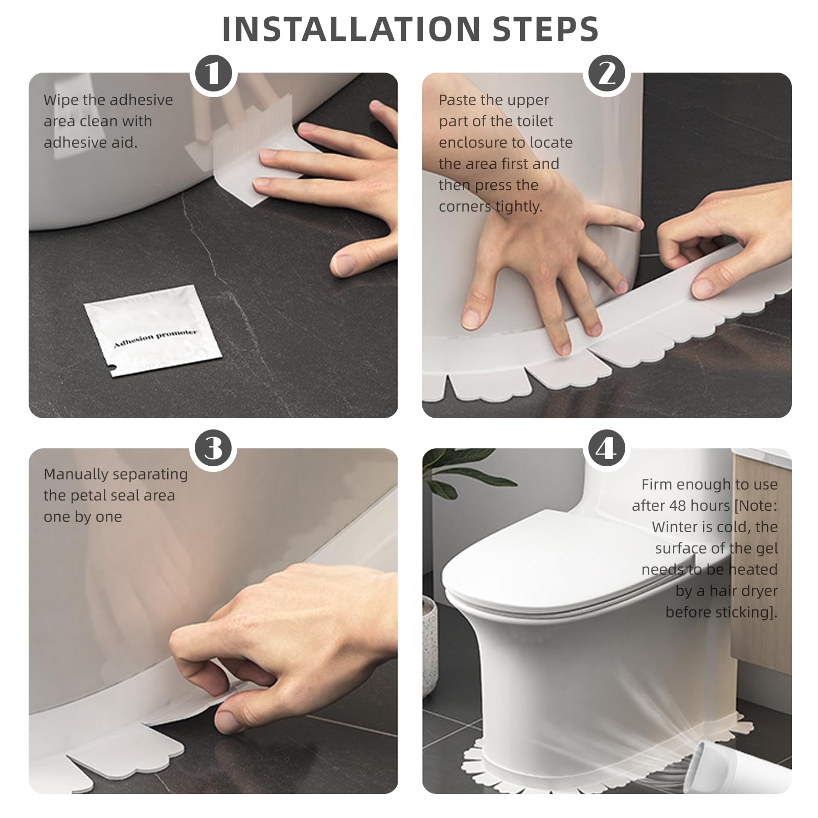 Ruban Adhésif Imperméable Autocollant pour Sol de Toilettes, Cuisine, Salle de Bain - Anti-Humidité et Moisissure (1.5 m)