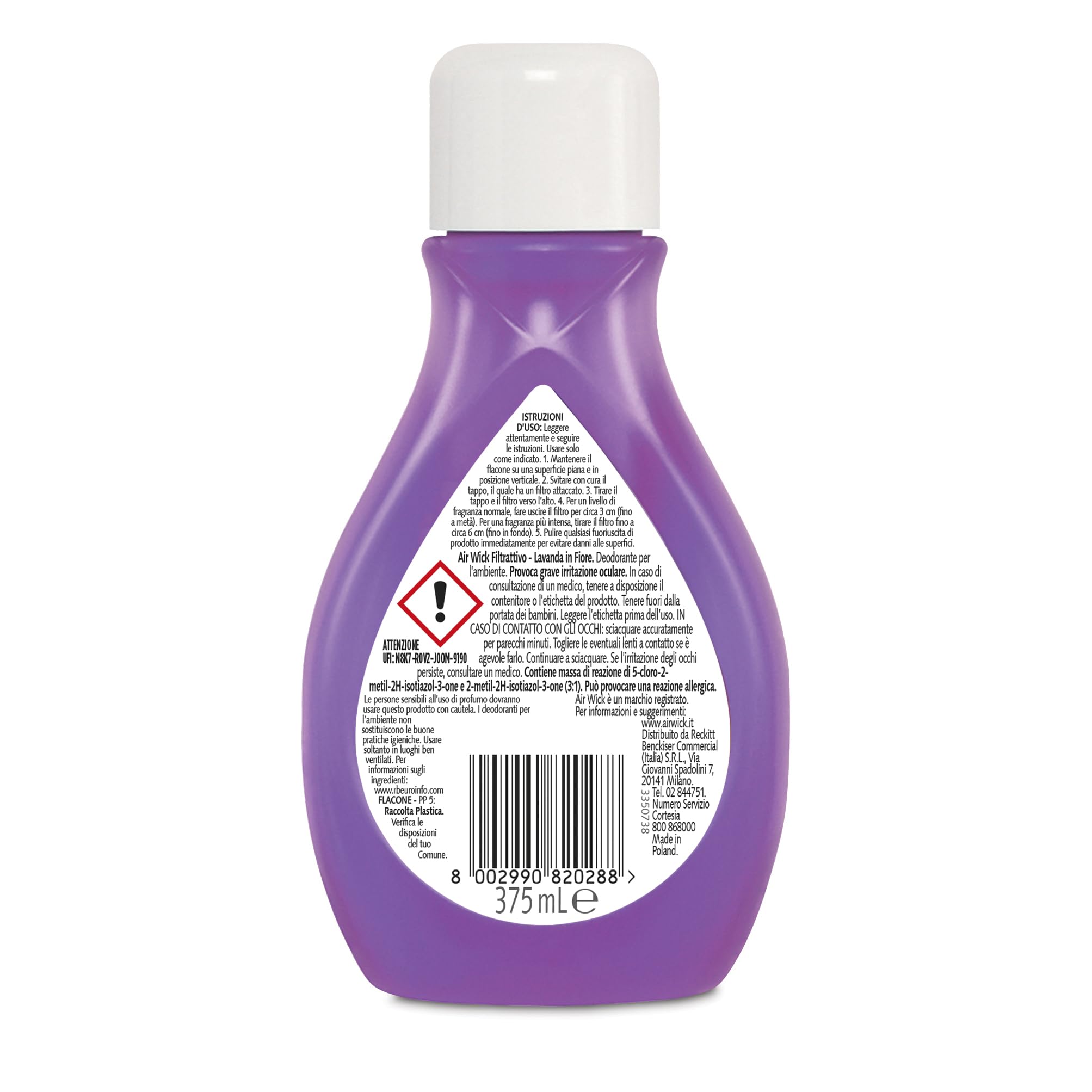 Air Wick Deo Filtro Attivo - 12 unità da 375 ml, 6 Lavanda in Fiore, 6 Brezza di Montagna
