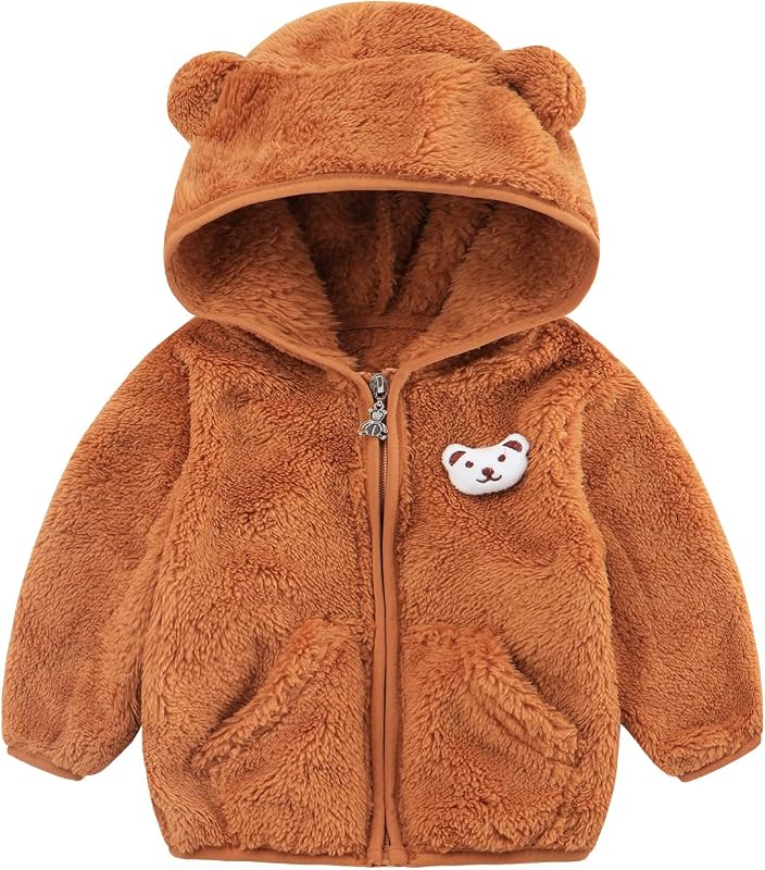 Casaco infantil de fleece Tumaron com capuz e orelhas de urso, modelo 22022
