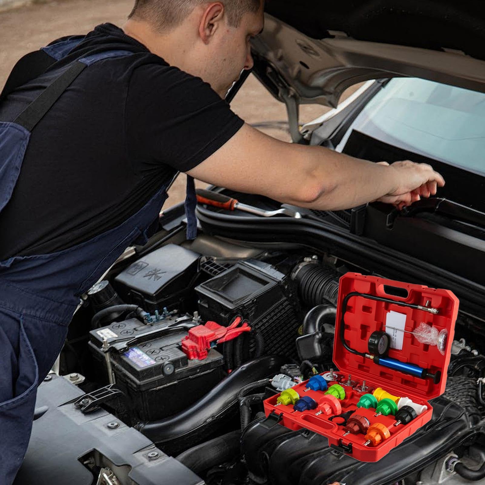 Kit testeur pression liquide refroidissement Outils automobiles de recharge | Testeur de Fuite Pression Liquide de Refroidissement Automobile Pour Camion, Camping-car, SUV, Entretien, Dé