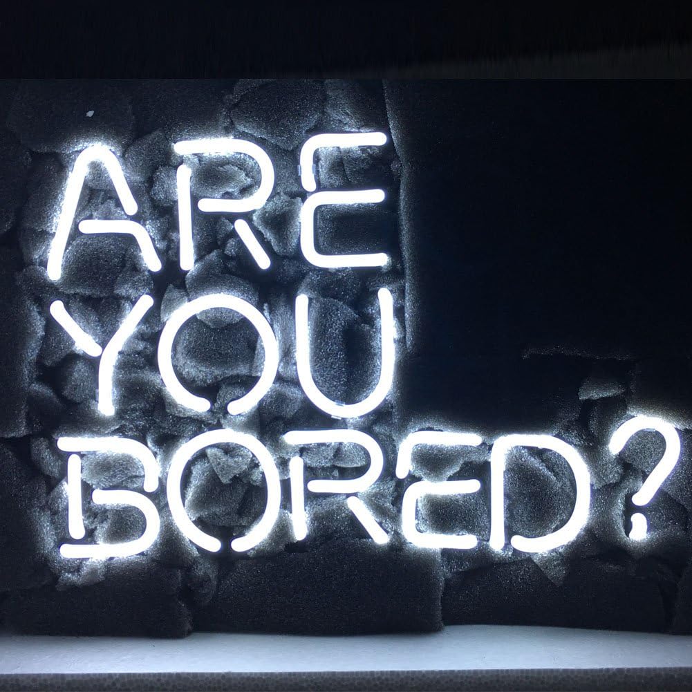 LiQi ™ ' are You Bored ' Real Glass Handmade Neon Wall Signs for Home Decor Wall Light Room Decor Home Bedroom Girls Pub Hotel Beach Cocktail Recreational Game Room （14" x 10"）